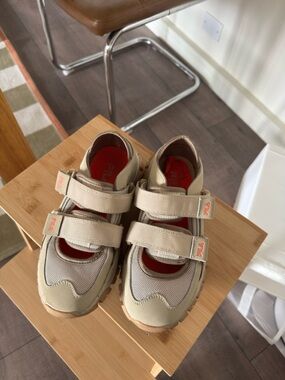 Fila Beige and Red Velcro Sandals (Discontinued)